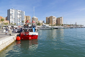 View over Malaga Marina, Malaga, Costa del Sol, Andalusia, Spain, Europe
