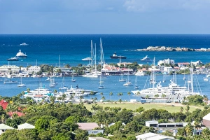 View over Marigot from Fort St. Louis, St. Martin, French territory, West Indies