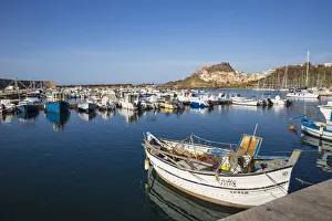 Castelsardo Prints: View over marina towards ancient castle, Castelsardo, Sassari Province, Sardinia, Italy