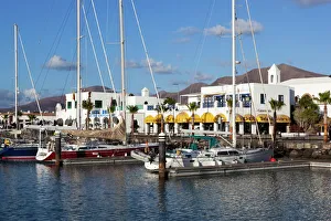 Day Time Prints: View over Marina, Playa Blanca, Lanzarote, Canary Islands, Spain