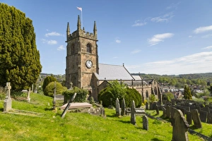 Gravestone Prints: View of Matlock Parish Church in springtime, Matlock Town, Derbyshire Dales, Derbyshire