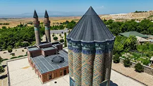 Mausoleum Prints: View of the Mausoleum in Garabaghlar surrounded by landscape in Nakhchivan, Azerbaijan