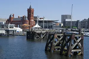 Pierhead Building Prints: View of Mermaid Quay, Pierhead Building and Senedd (Senate), Cardiff Bay