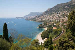 Monaco Prints: View toward Monaco from Roquebrune-Cap-Martin, Cote d Azur, Provence, French Riviera