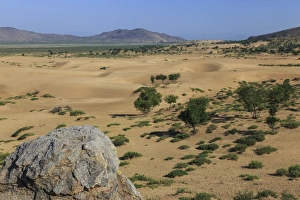 Northern Mongolia Prints: View over Mongol Els sand dunes on a summer morning, Khogno Khan Uul Nature Reserve