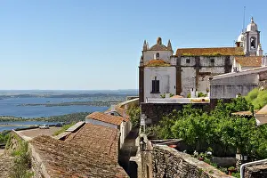 Alentejo Prints: View of Monsaraz village and the Alqueva lake from a historic vantage point in Portugal