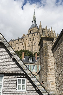 Stronghold Prints: View of Mont Saint-Michel Abbey from below, UNESCO World Heritage Site, Mont-Saint-Michel