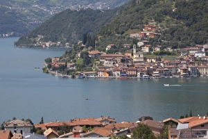 Lake Iseo Prints: View of Monte Isola from near Sulzano, Lake Iseo, Lombardy, Italian Lakes, Italy, Europe