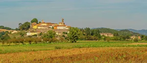 Arezzo Province Prints: View of Monterchi and surrounding countryside, Province of Arezzo, Tuscany, Italy, Europe