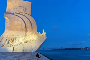 Elegance Prints: View of Monument to the Discoveries (Padrao dos Descobrimentos) at dusk