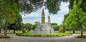 Public Park Prints: View of Monument of Francesco Petrarca in Passeggio del Prato