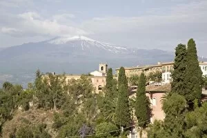 Images Dated 8th June 2007: View of Mount Etna from Taormina, Sicily, Italy, Europe