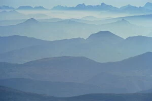 Misty Collection: View from Mount Ventoux looking towards the Alps, Rhone Alpes, France, Europe