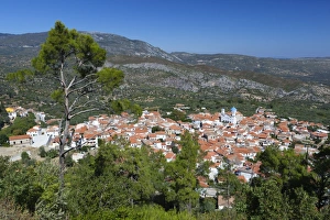 Samos Prints: View over mountain village, Pagondas, Samos, Aegean Islands, Greece