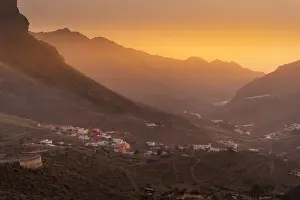 Gran Canaria Prints: View of mountainous landscape during golden hour near Tasarte