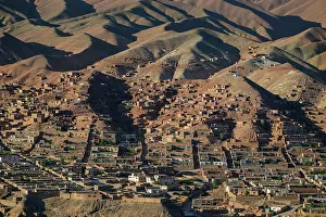 Settlement Prints: View over the mountains with buildings and landscape from Shahr-e-Gholghola in Bamyian