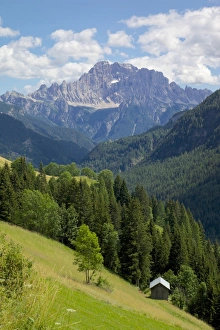 Belluno Province Prints: View of mountains, La Plie Pieve, Belluno Province, Dolomites, Italy, Europe