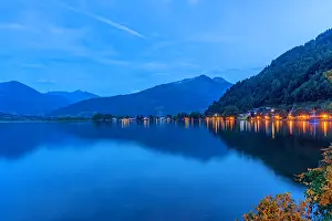 Stillness Prints: View of mountains and Lake Zell at dusk, Zell am See, Salzburg, Austria, Europe