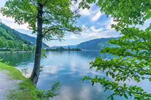Hour Prints: View of mountains and Lake Zell during golden hour, Zell am See, Salzburg, Austria, Europe