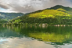 Hour Prints: View of mountains and Lake Zell during golden hour, Zell am See, Salzburg, Austria, Europe