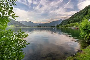 Hour Prints: View of mountains and Lake Zell during golden hour, Zell am See, Salzburg, Austria, Europe
