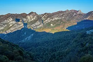 Ecosystems Prints: View of mountains and valleys in remote Chechnya