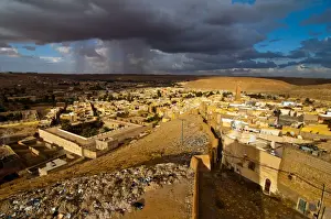 Stormy Prints: View over the Mozabit town of Beni Isguen, UNESCO World Heritage Site, M Zab Valley