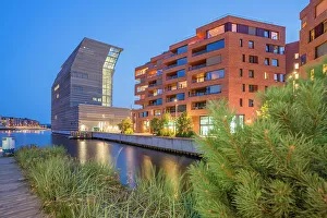 Local Architecture Prints: View of the Munch Museum from Bispekaia at dusk, Oslo, Norway, Scandinavia, Europe