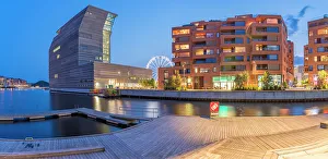 Cultural Landmark Prints: View of the Munch Museum from Bispekaia at dusk, Oslo, Norway, Scandinavia, Europe