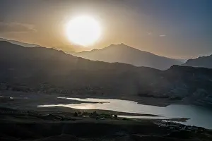 Stillness Prints: View of Naghlu Lake and mountains in eastern Afghanistan during sunset