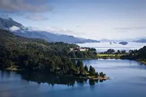 View over Nahuel Huapi lake and Llao Llao hotel near Bariloche, Lake District, Patagonia, Argentina, South America