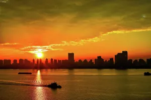 Skyscrapers Prints: View of Nanchang City and Ganjiang River, Nanchang, Jiangxi Province, China