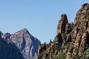Sandstone Gallery: View of Navajo sandstone formations from Angels Landing Trail in Zion National Park