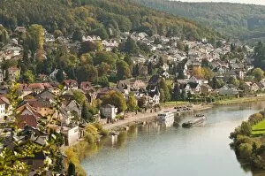 Images Dated 6th October 2010: View of the Neckar River and Neckarsteinach from Hinterburg Castle, Hesse, Germany, Europe