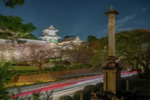 Blossoms Prints: View of Nezumita-mon Gate, entrance to Kanazawa Castle and Park at dusk