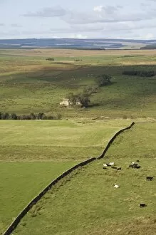 Hadrians Wall Collection: A view north from Crag Lough Heights to a Northumbrian farmstead, Hadrians Wall