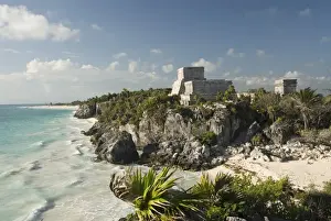 View to the north and El Castillo (the Castle) at the Mayan ruins of Tulum