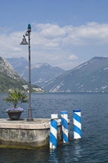 Lombardia Prints: View to the north from the harbour mouth, Limone, Lake Garda, Italian Lakes