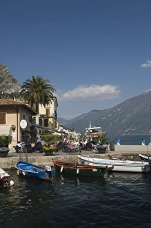 Lombardia Prints: View to the north from the old harbour side, Limone, Lake Garda, Italian Lakes