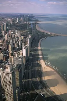 Motorway Prints: View north along shore of Lake Michigan from John Hancock Center