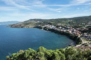Sardinia Prints: View of the North West coast from Castelsardo, Sardinia, Italy, Europe