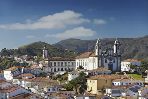 Colonialism Prints: View of Nossa Senhora do Carmo (Our Lady of Mount Carmel) Church and Museu da Inconfidencia