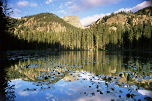 Motionless Prints: View across Nymph Lake at sunrise