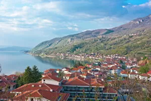 Images Dated 22nd April 2008: View over the Ohrid Lake and a little village, Macedonia, Europe