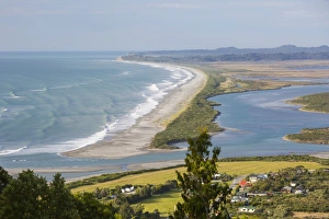 View over Okarito Lagoon from Okarito Trig, Okarito, Westland Tai Poutini National Park