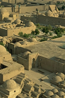 Khiva Prints: View of old city from Islam Khodja minaret, Khiva, Uzbekistan, Central Asia, Asia