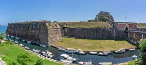 Ancient Ruins Prints: View of Old Fortress of Corfu in Corfu Town