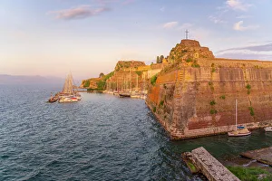 Scenic Landscape Prints: View of Old Fortress of Corfu during golden hour