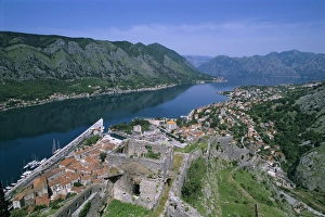 The Boka Kotorska Prints: View over old town and bay from fortress of St