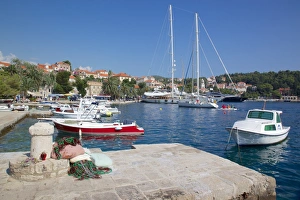Cavtat Prints: View of Old Town and boats in harbour